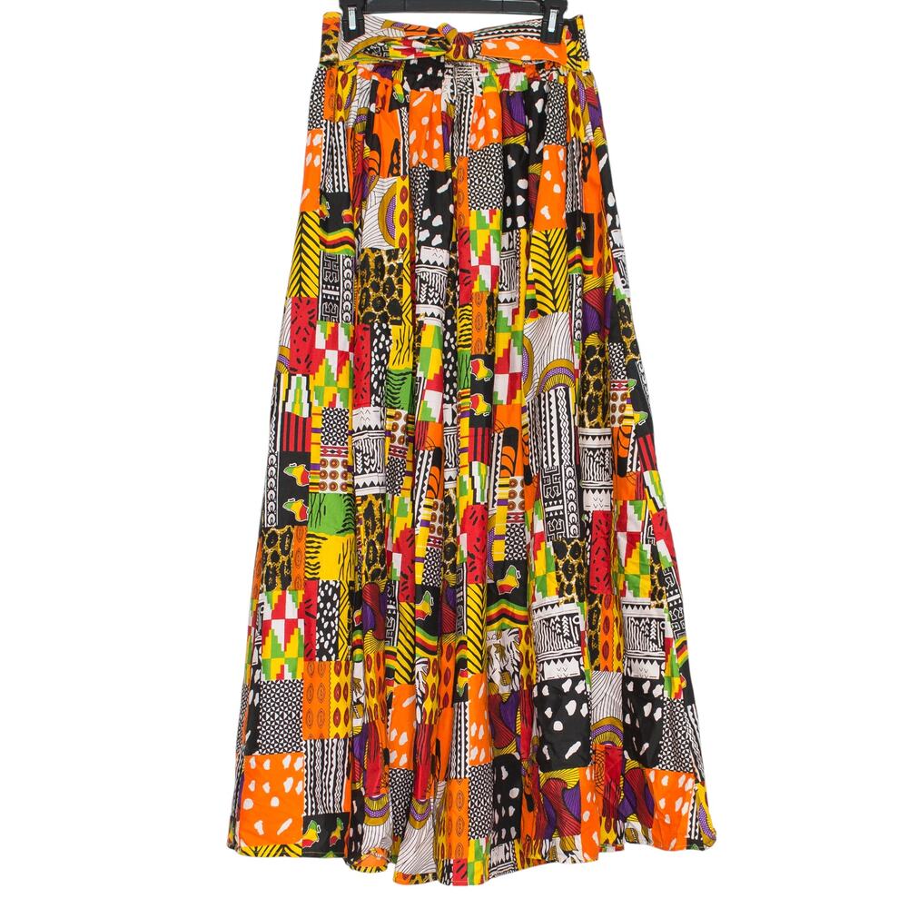 NWT Skirt Boho Hippie Colorful Patchwork Festival Maximalist Retro Maxi One Size